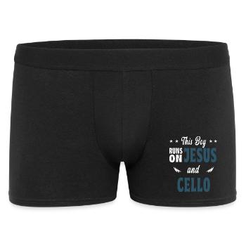 This boy runs on Jesus and cello - Men's Boxer Shorts - black - Front