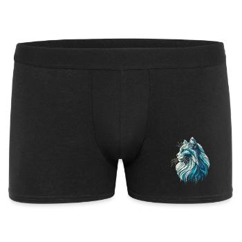 Tête chat bleu art géométrique polygones - Boxer Homme - noir - Devant
