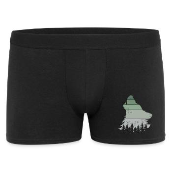 Wolf Wald retro Baum vintage Jaulen Hund Symbol - Männer Boxer Shorts - Schwarz - Vorne