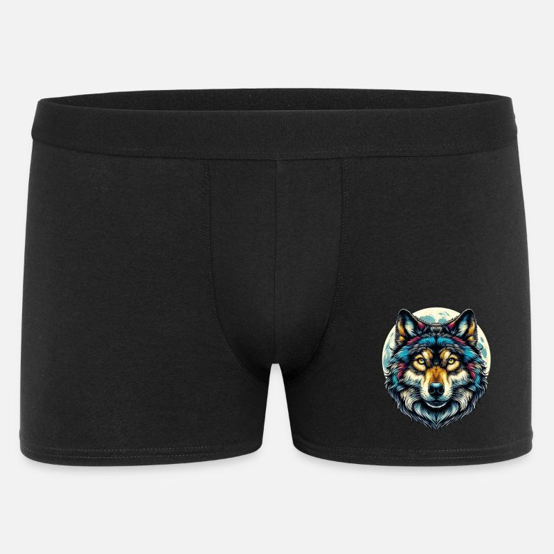 Wolf - Männer Boxer Shorts - Schwarz