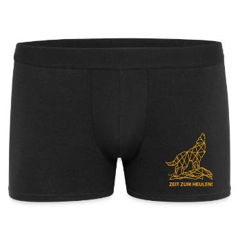 Bronko55 No.77 – Wolf „Zeit zum Heulen“ - Männer Boxer Shorts - Schwarz - Vorne