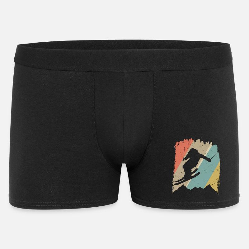 Retro Snowboard Silhouette auf Pastellstreifen - Männer Boxer Shorts - Schwarz