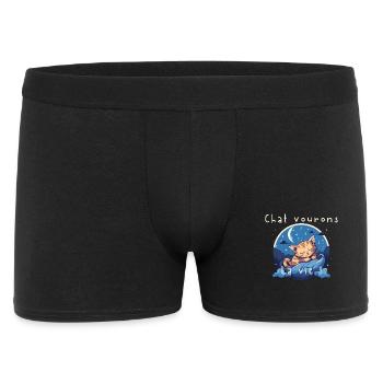 Chaton rêveur sur vague nocturne - Boxer Homme - noir - Devant