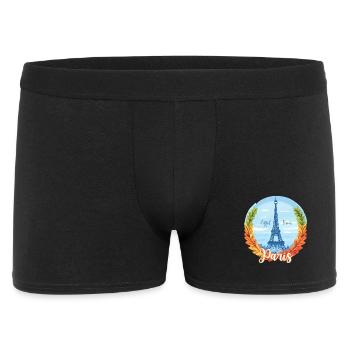Pariser Skyline mit Lorbeerrahmen - Männer Boxer Shorts - Schwarz - Vorne
