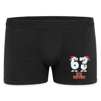 6 7 Meme Weihnachten Lustig Sechs Sieben Geschenk - Männer Boxer Shorts - Schwarz - Vorne