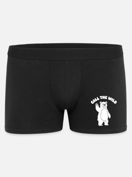 Wild Bear Waving Cartoon - Men's Boxer Shorts - black