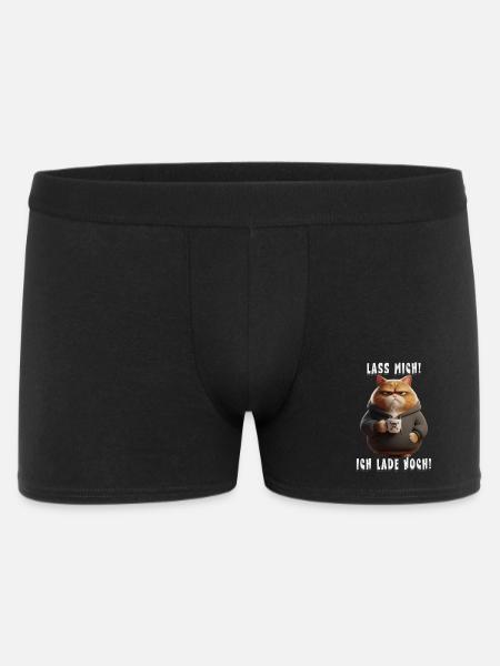 Lass mich! Ich lade noch – Müde Katze mit Kaffee - Männer Boxer Shorts - Schwarz