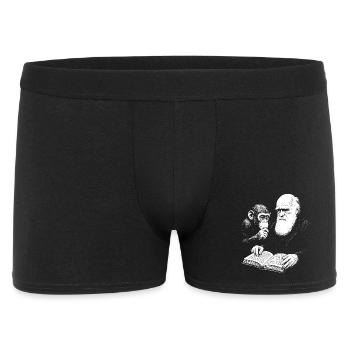 Charles Darwin studying with Monkey  - Men's Boxer Shorts - black - Front