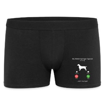 Welsh Springer Spaniel Is Calling Funny Dog - Men's Boxer Shorts - black - Front
