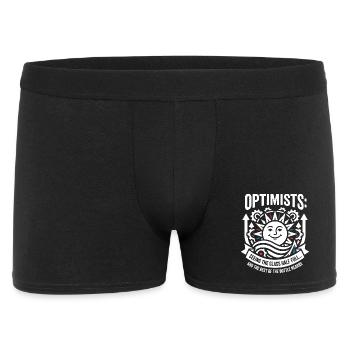 Optimisten Glas Halb Voll Motiv - Männer Boxer Shorts - Schwarz - Vorne