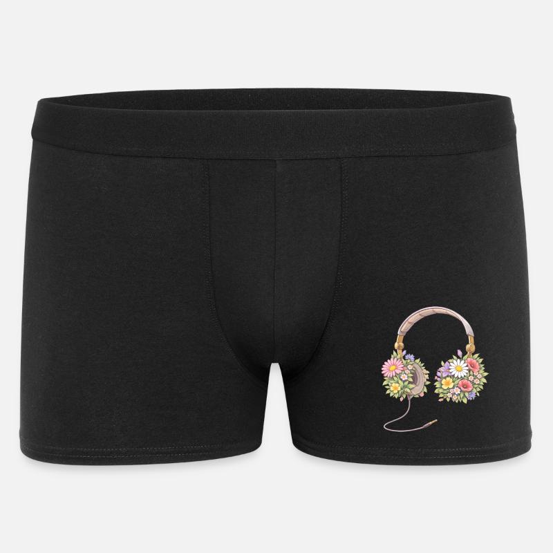 Casque avec illustration de fleurs - Boxer Homme - noir