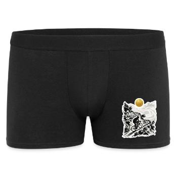 Radfahrer Bergpass Holzschnitt Goldsonne - Männer Boxer Shorts - Schwarz - Vorne