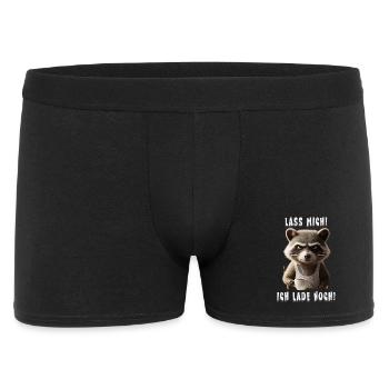 Waschbär Spruch für Gamer & Morgenmuffel Kaffee - Männer Boxer Shorts - Schwarz - Vorne