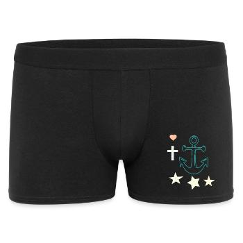 Ancre lumineuse avec des étoiles - Boxer Homme - noir - Devant