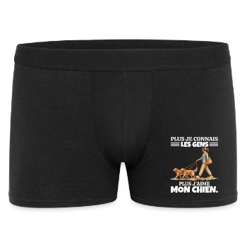 Plus J'aime Mon Chien : Humour Femme et Goldens - Boxer Homme - noir - Devant