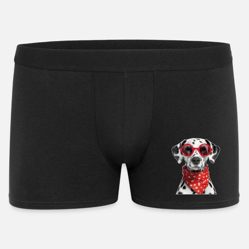 Dalmatiner Hund mit Brille - Männer Boxer Shorts - Schwarz