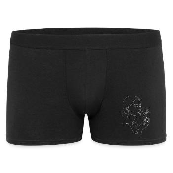Line Painting Woman with Rose I Unisex Line Art T-Shirt - Men's Boxer Shorts - black - Front
