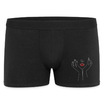 Visage esthétique minimaliste au trait - avec des lèvres rouges - Boxer Homme - noir - Devant