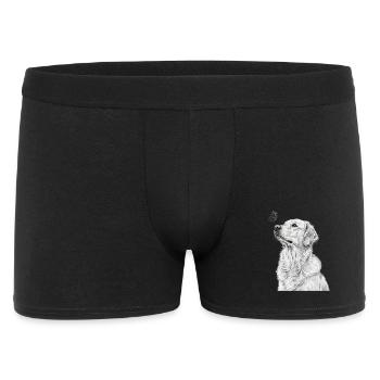 Golden Retriever Illustration with Butterfly - Men's Boxer Shorts - black - Front