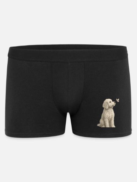 Poodle with Butterfly Dogs Motif - Men's Boxer Shorts - black