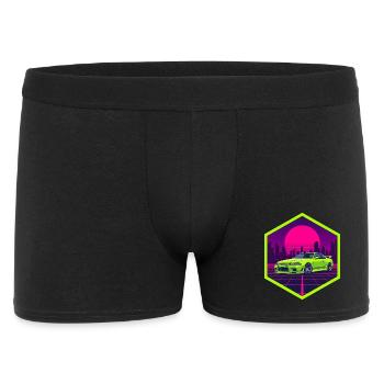 90er Synthwave R32 Limettengrüner JDM Neon Hex-Aufkleber - Männer Boxer Shorts - Schwarz - Vorne