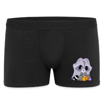 Snuggles der Waschbär im Geisterkostüm - Männer Boxer Shorts - Schwarz - Vorne