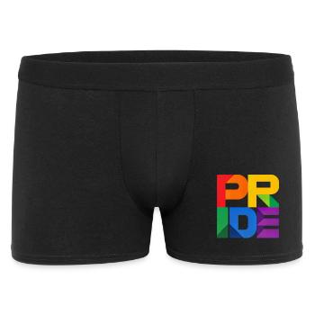 Pride Modern Block Design Regenbogen Schriftzug - Männer Boxer Shorts - Schwarz - Vorne
