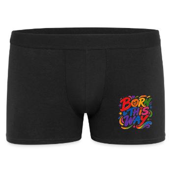 Born This Way Regenbogen CSD Pride Spruch - Männer Boxer Shorts - Schwarz - Vorne
