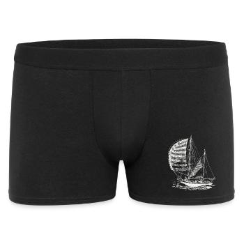 Segelboot Segeln Segler Meer Nautik Vintage Motiv - Männer Boxer Shorts - Schwarz - Vorne