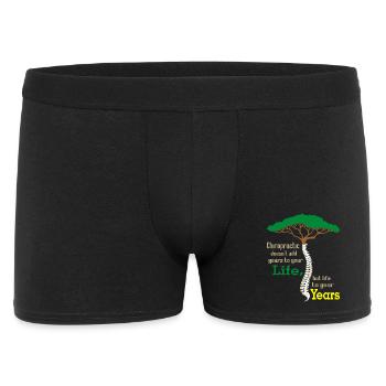Wachsendes Baum Motiv mit Wirbeldesign - Männer Boxer Shorts - Schwarz - Vorne