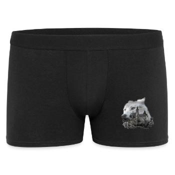 Wolf, Wolfskopf und der Harz - Männer Boxer Shorts - Schwarz - Vorne