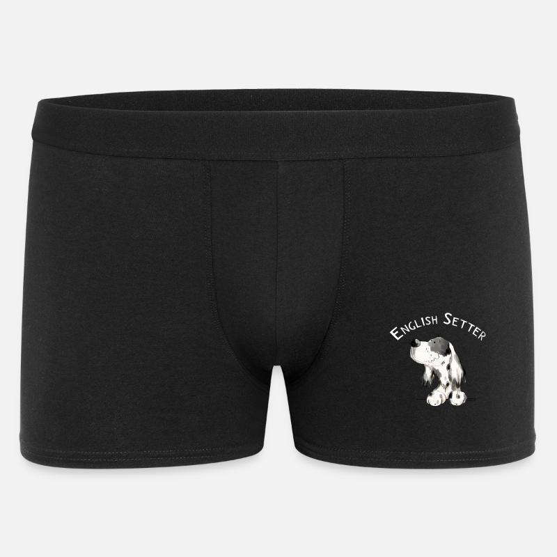 Happy Englischer Setter I Hunde Comic Geschenk - Männer Boxer Shorts - Schwarz