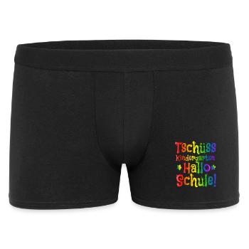 Einschulung - Tschüss Kindergarten Hallo Schule - Männer Boxer Shorts - Schwarz - Vorne