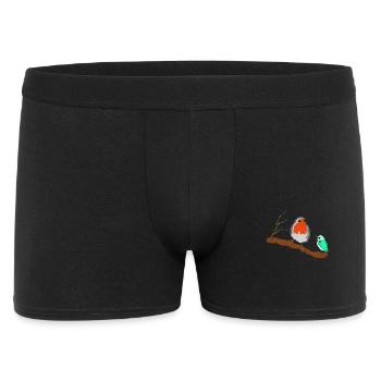 Vögel Rotkehlchen auf Zweig - Männer Boxer Shorts - Schwarz - Vorne