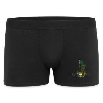 Harpe celtique avec noeud celtique et fleurs avec oiseau - Boxer Homme - noir - Devant