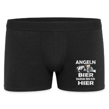 Angeln und Bier Darum bin ich hier. - Männer Boxer Shorts - Schwarz - Vorne