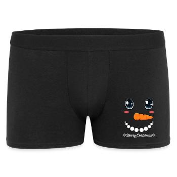 Cute snowman face with Merry Christmas - Men's Boxer Shorts - black - Front