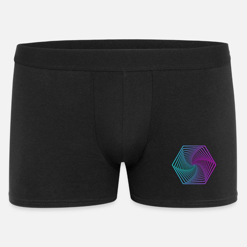 Neon-Polygonspirale Gradient - Männer Boxer Shorts - Schwarz
