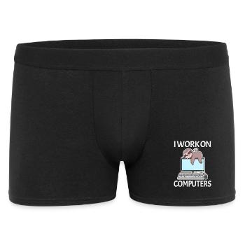 I work on computers computer nerd lazy funny - Men's Boxer Shorts - black - Front