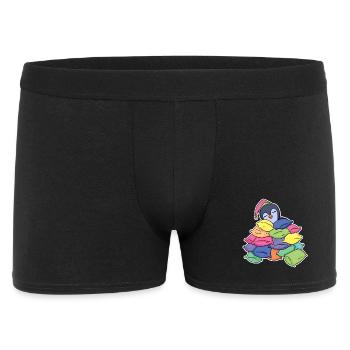 Schlafender Pinguin - Männer Boxer Shorts - Schwarz - Vorne