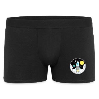 Rakete Weltall - Männer Boxer Shorts - Schwarz - Vorne