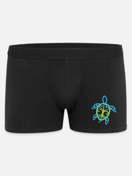Blaue und gelbe Meeresschildkröten-Symbol - Männer Boxer Shorts - Schwarz