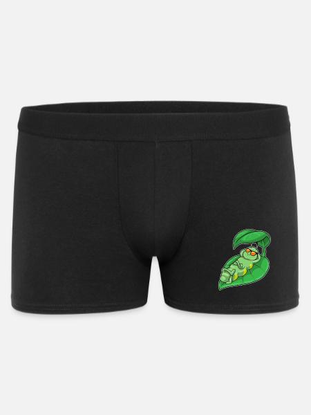 Caterpillar with leaf as parasol - Men's Boxer Shorts - black