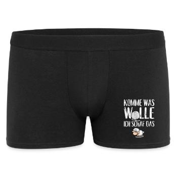 Komme was Wolle ich Schaf das - Männer Boxer Shorts - Schwarz - Vorne