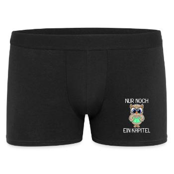 Eule Lesen Buch Bücher - Männer Boxer Shorts - Schwarz - Vorne
