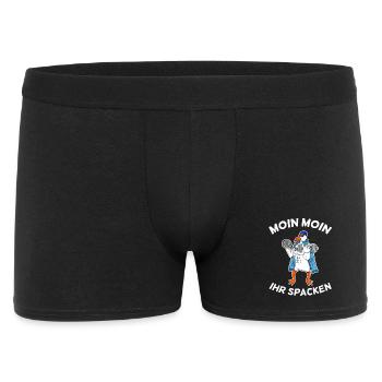 Moin Moin ihr Spacken Seemöwe Möwe Seemann Fitness - Männer Boxer Shorts - Schwarz - Vorne