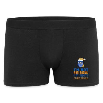 Eule Faul - Männer Boxer Shorts - Schwarz - Vorne