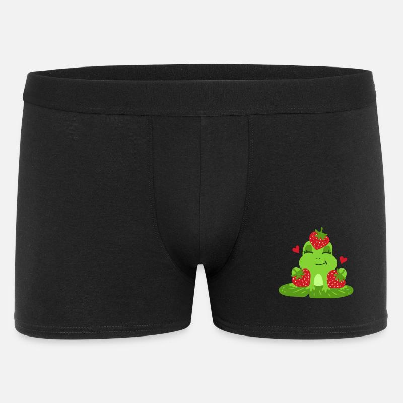 Frosch Erdbeere Kawaii - Männer Boxer Shorts - Schwarz