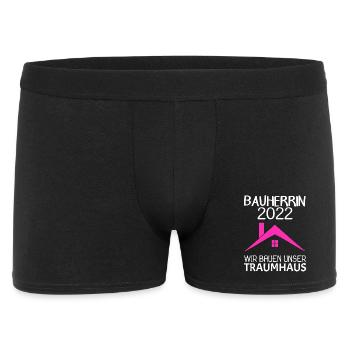 Bauherrin Hausbau Baustelle Richtfest 2022 - Männer Boxer Shorts - Schwarz - Vorne