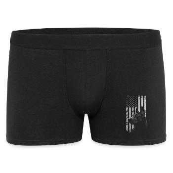 Schwarzer Deutscher Schäferhund American Flag USA - Männer Boxer Shorts - Schwarz - Vorne